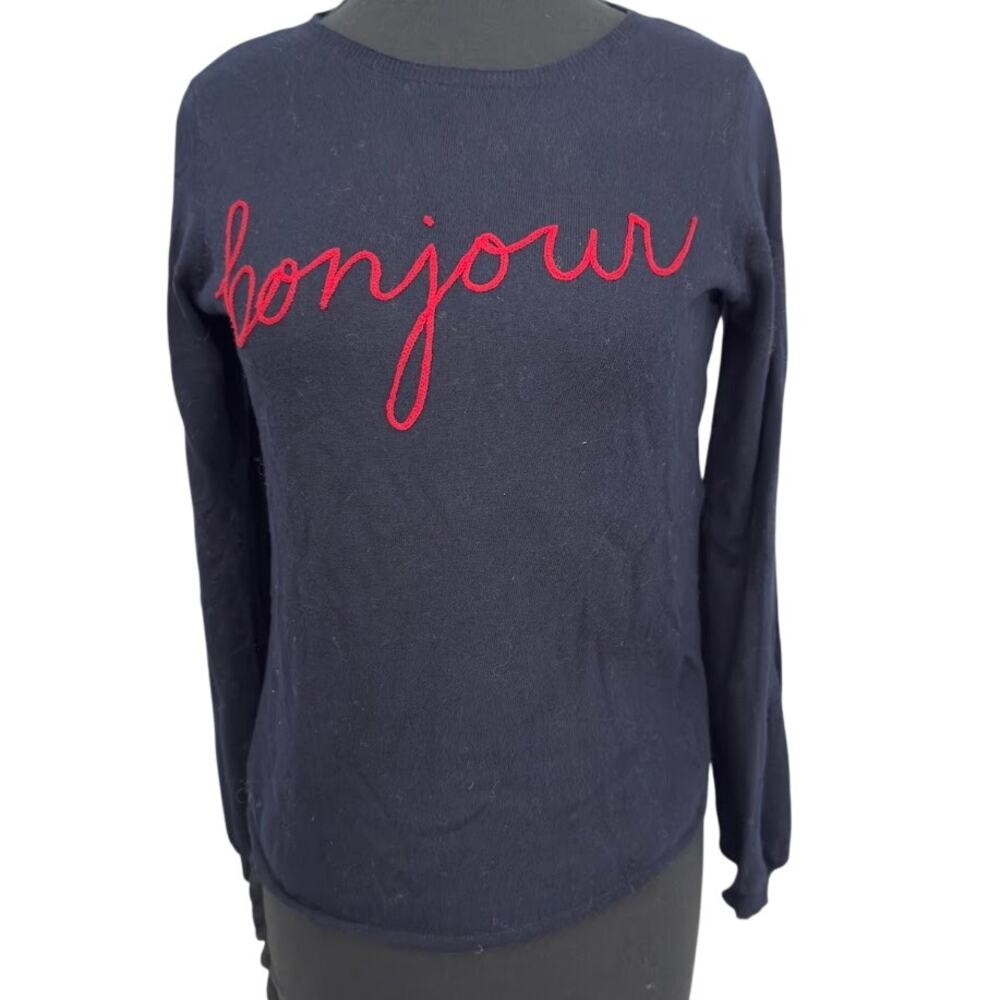 JOIE BONJOUR AU REVOIR WOOL EMBROIDERED SWEATER XS